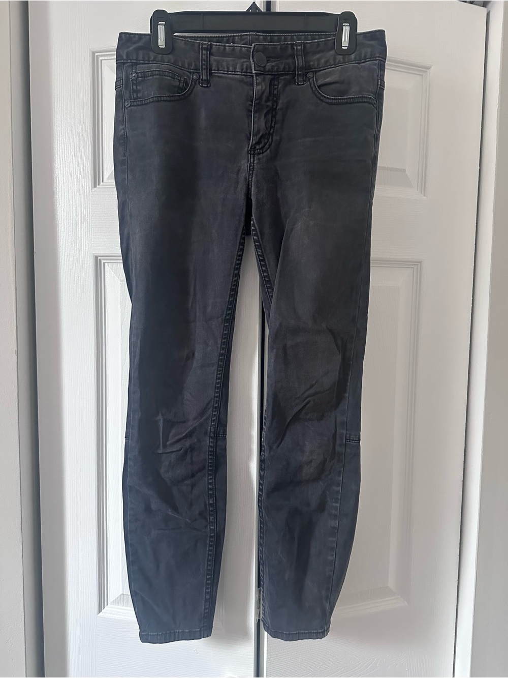 Free People Washed Black Cropped Women's Pants with zipper detail on calf